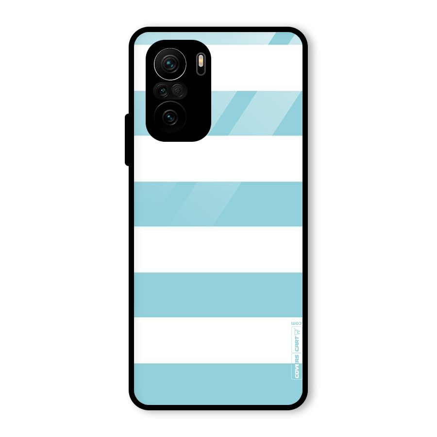 Pastel Blue White Stripes Glass Back Case for Mi 11x