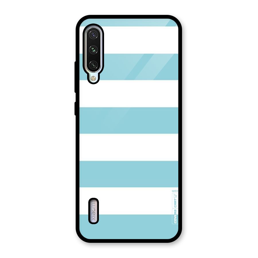 Pastel Blue White Stripes Glass Back Case for Mi A3