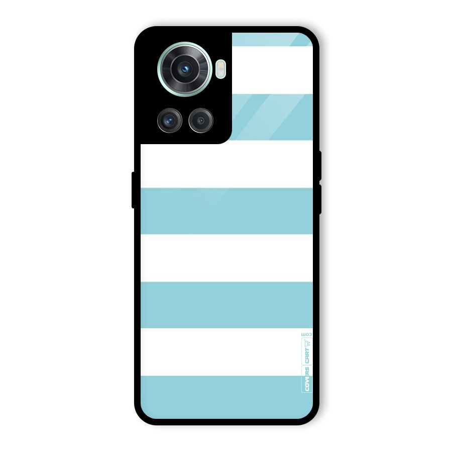 Pastel Blue White Stripes Glass Back Case for OnePlus 10R