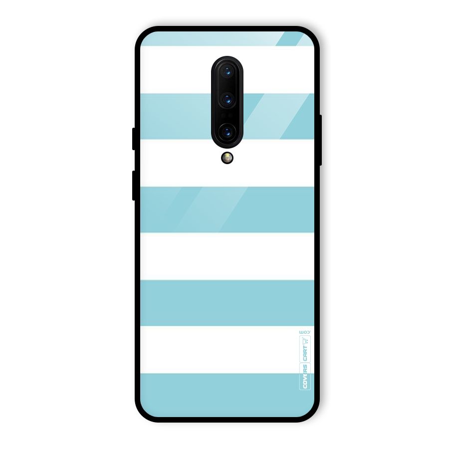 Pastel Blue White Stripes Glass Back Case for OnePlus 7 Pro