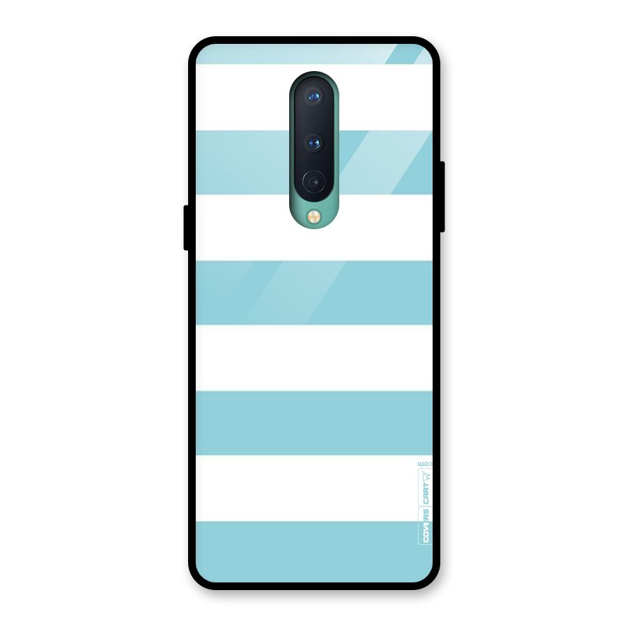Pastel Blue White Stripes Glass Back Case for OnePlus 8