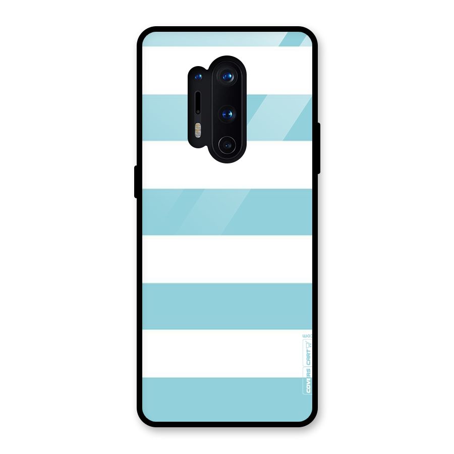 Pastel Blue White Stripes Glass Back Case for OnePlus 8 Pro
