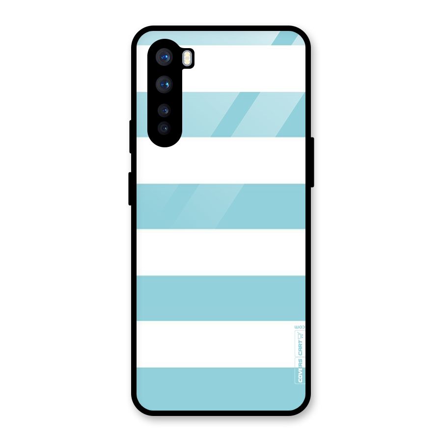Pastel Blue White Stripes Glass Back Case for OnePlus Nord