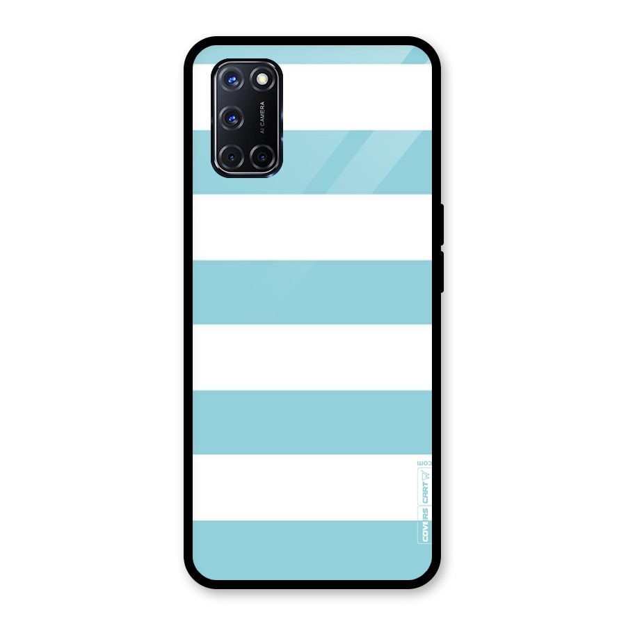 Pastel Blue White Stripes Glass Back Case for Oppo A52