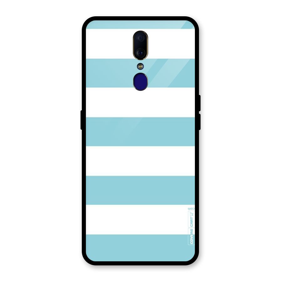 Pastel Blue White Stripes Glass Back Case for Oppo F11
