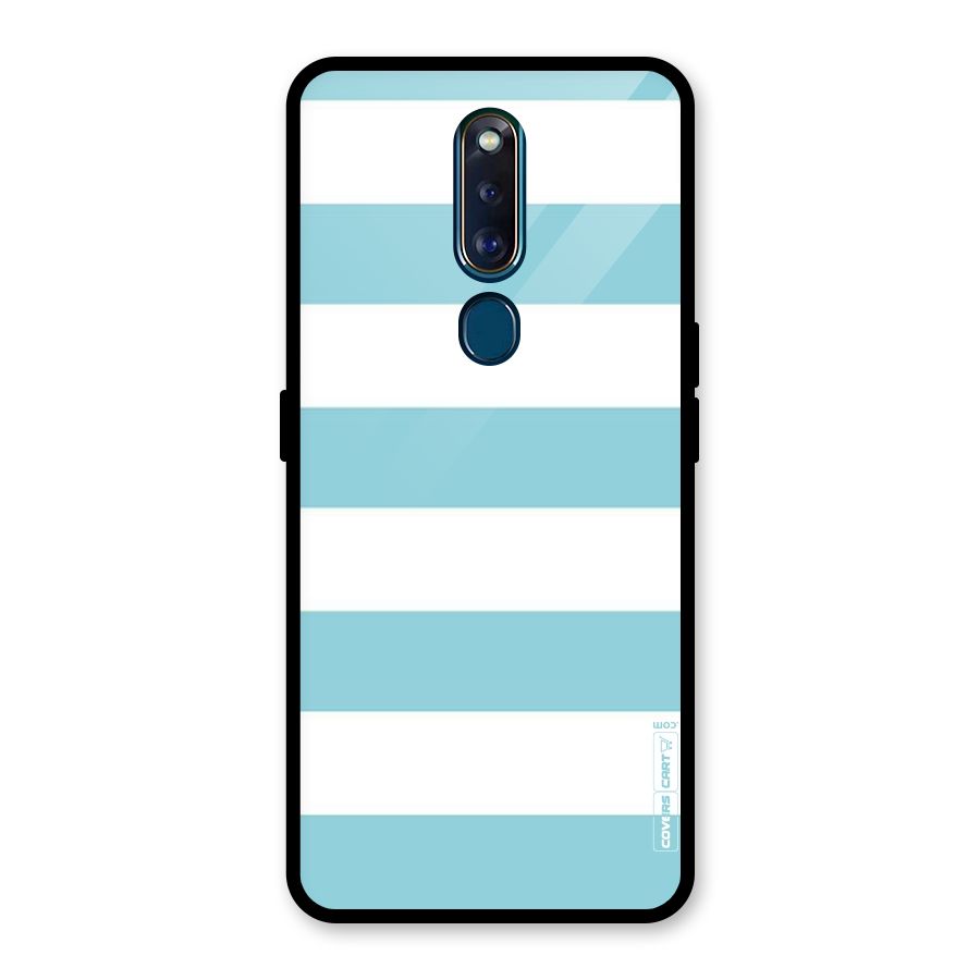 Pastel Blue White Stripes Glass Back Case for Oppo F11 Pro