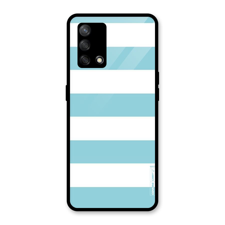 Pastel Blue White Stripes Glass Back Case for Oppo F19