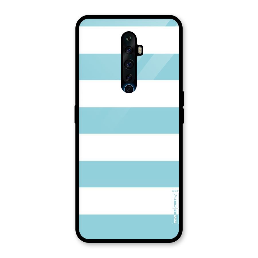 Pastel Blue White Stripes Glass Back Case for Oppo Reno2 Z
