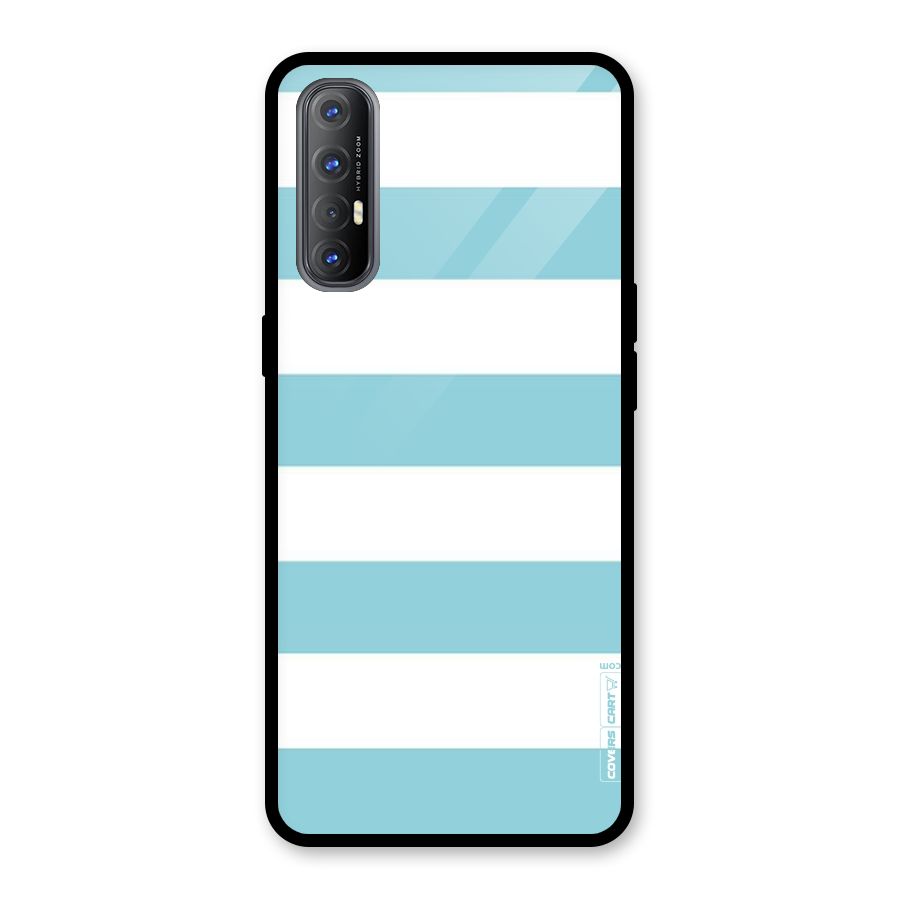 Pastel Blue White Stripes Glass Back Case for Oppo Reno3 Pro