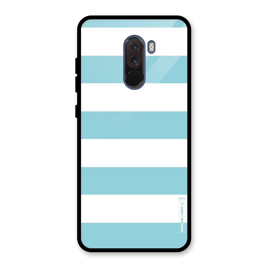 Pastel Blue White Stripes Glass Back Case for Poco F1