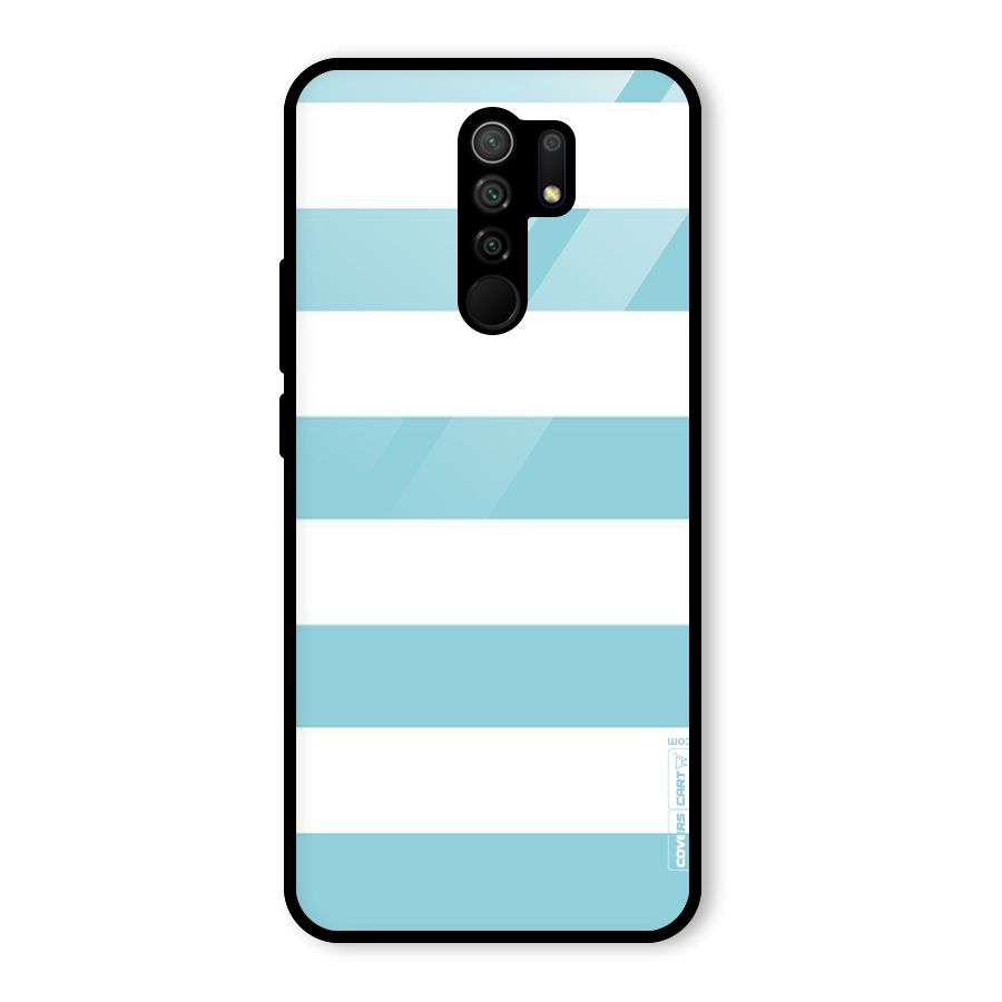 Pastel Blue White Stripes Glass Back Case for Poco M2