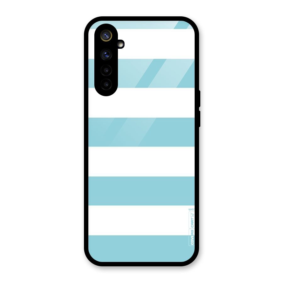 Pastel Blue White Stripes Glass Back Case for Realme 6