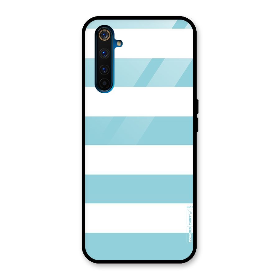 Pastel Blue White Stripes Glass Back Case for Realme 6 Pro