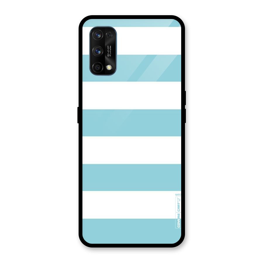 Pastel Blue White Stripes Glass Back Case for Realme 7 Pro