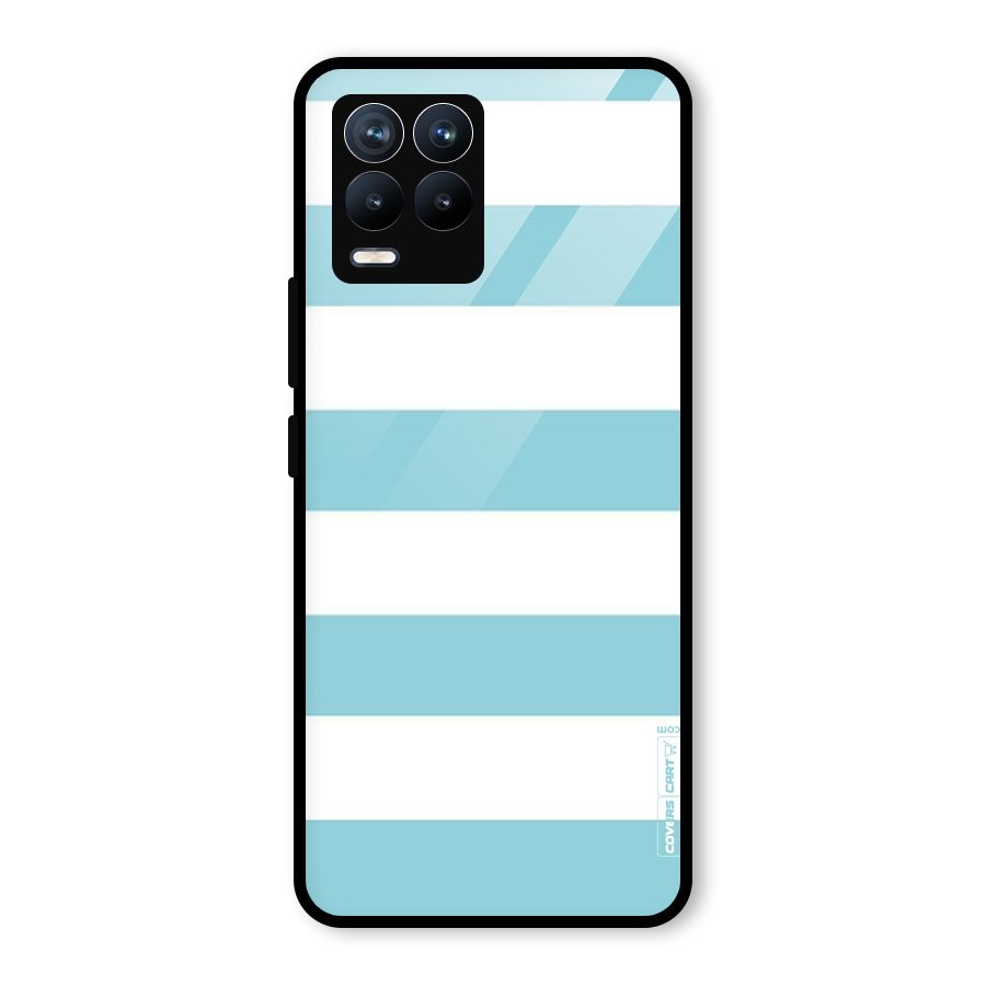 Pastel Blue White Stripes Glass Back Case for Realme 8 Pro
