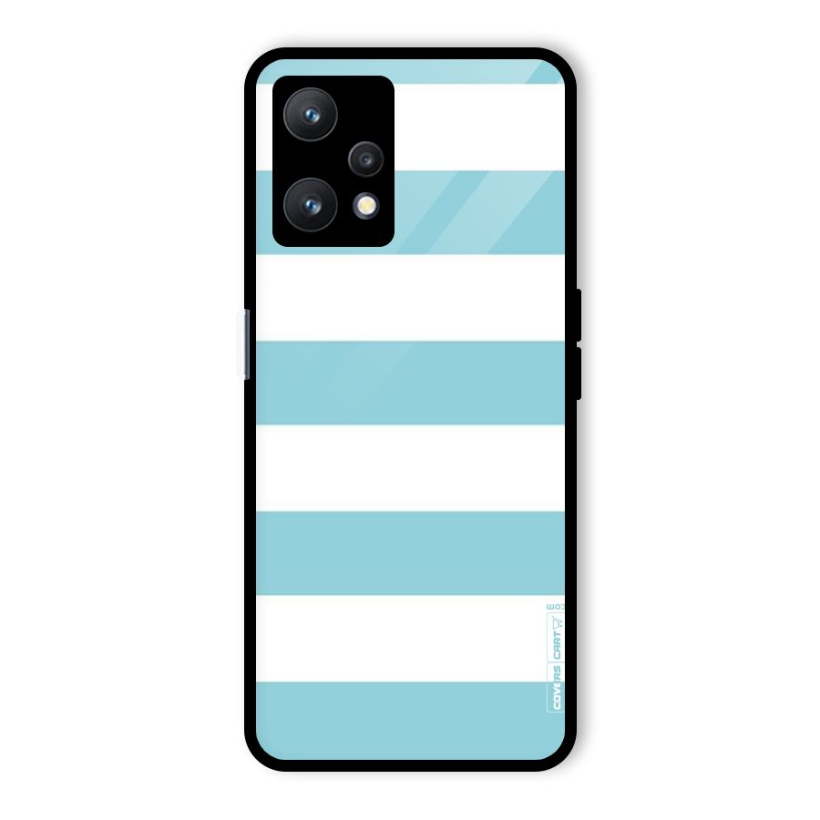 Pastel Blue White Stripes Glass Back Case for Realme 9 Pro 5G