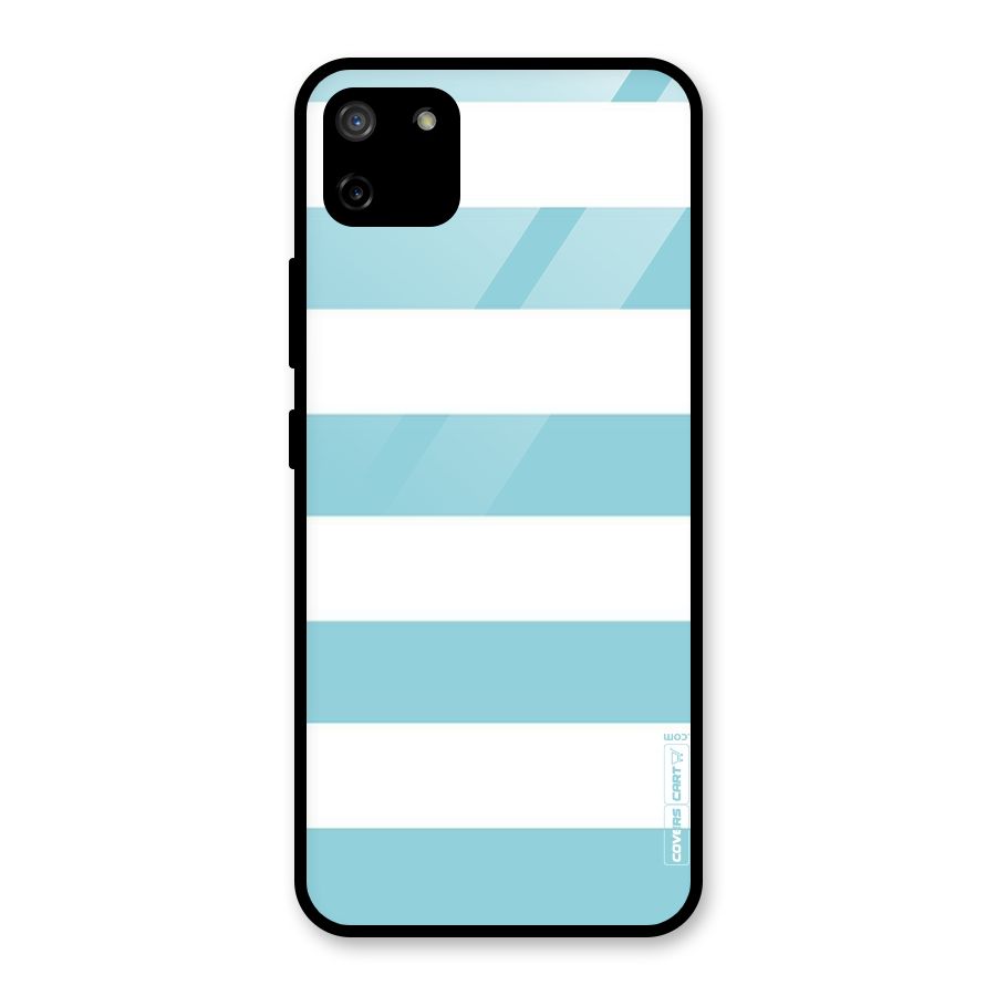 Pastel Blue White Stripes Glass Back Case for Realme C11