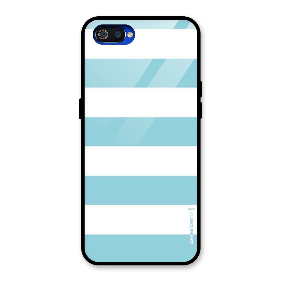 Pastel Blue White Stripes Glass Back Case for Realme C2