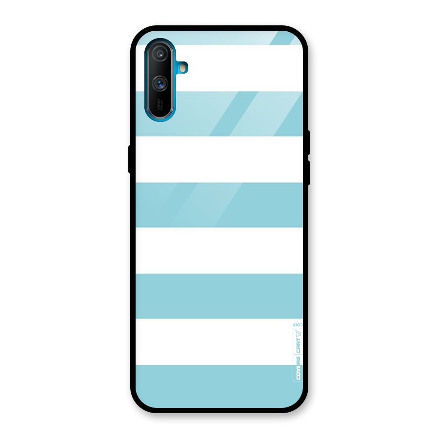 Pastel Blue White Stripes Glass Back Case for Realme C3