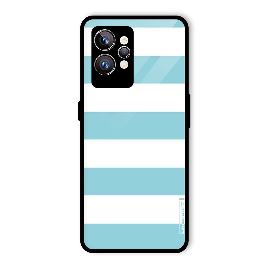 Pastel Blue White Stripes Glass Back Case for Realme GT2 Pro