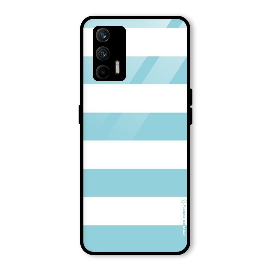 Pastel Blue White Stripes Glass Back Case for Realme GT 5G