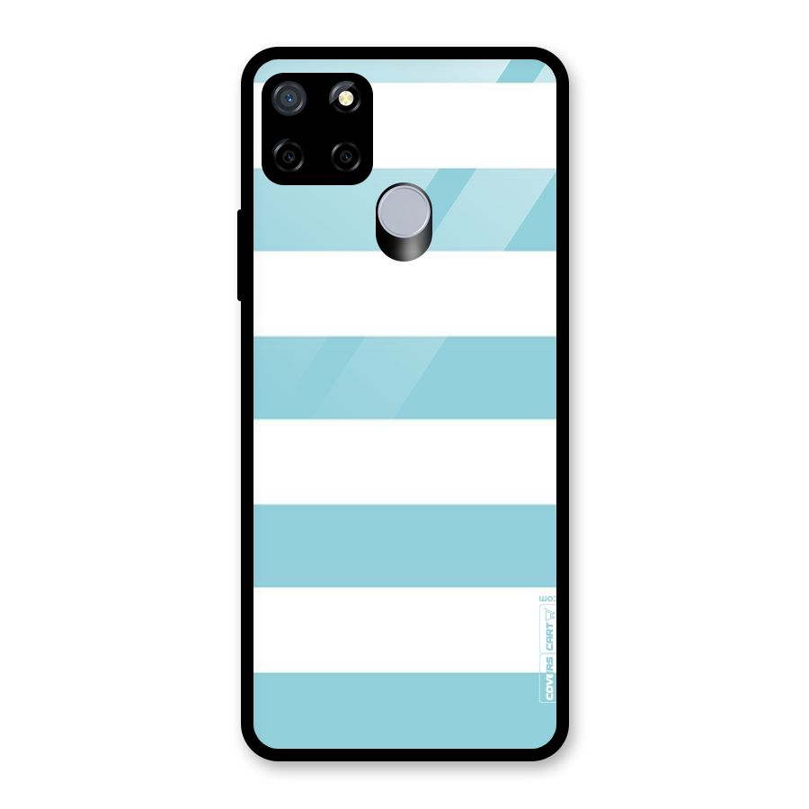 Pastel Blue White Stripes Glass Back Case for Realme Narzo 20