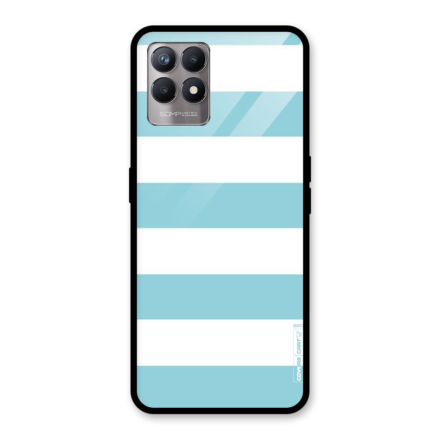 Pastel Blue White Stripes Glass Back Case for Realme Narzo 50