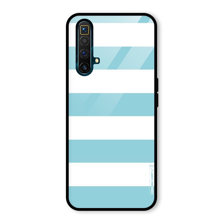 Pastel Blue White Stripes Glass Back Case for Realme X3