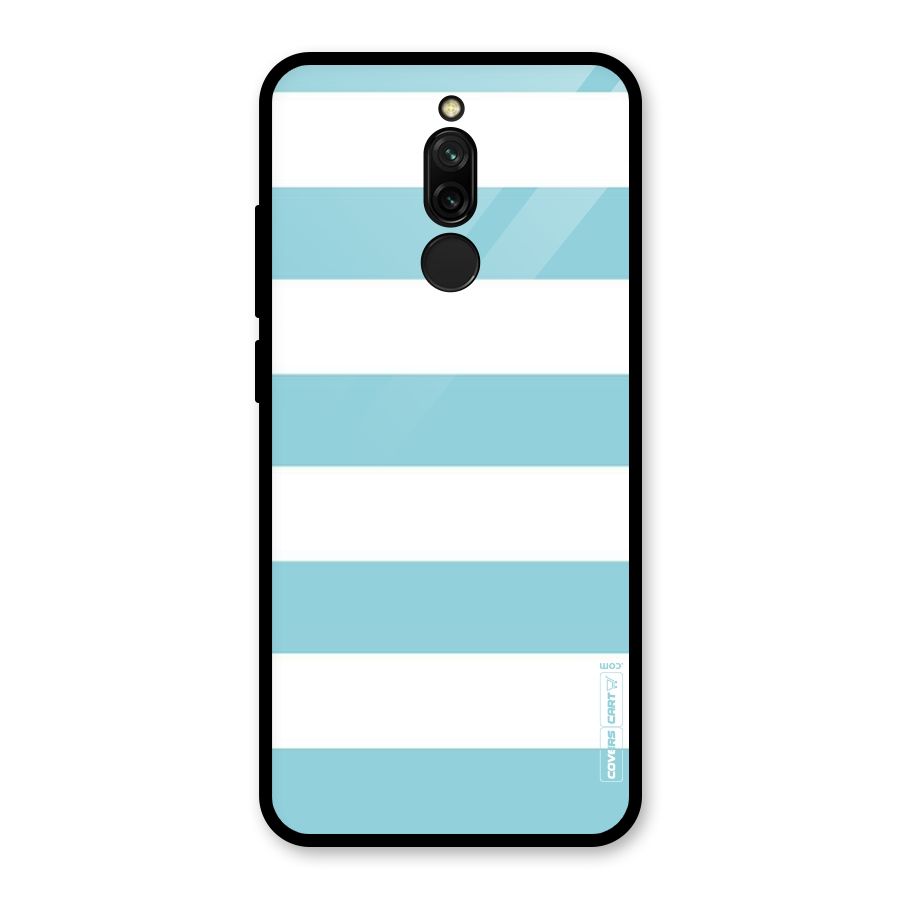 Pastel Blue White Stripes Glass Back Case for Redmi 8