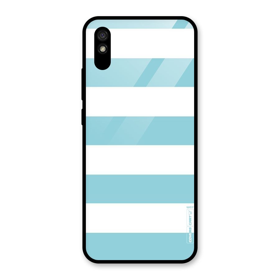 Pastel Blue White Stripes Glass Back Case for Redmi 9i