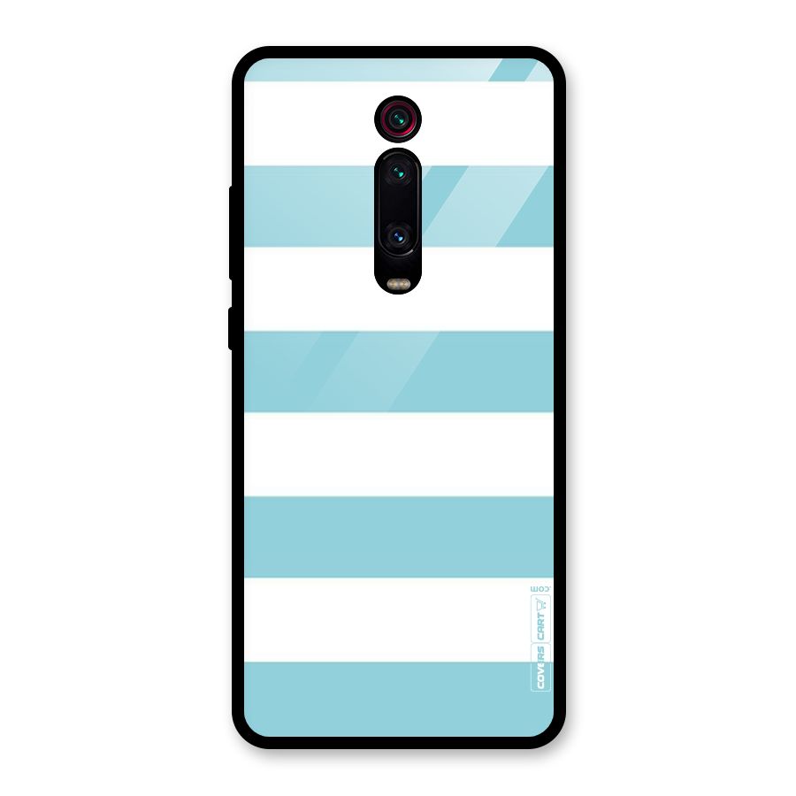 Pastel Blue White Stripes Glass Back Case for Redmi K20
