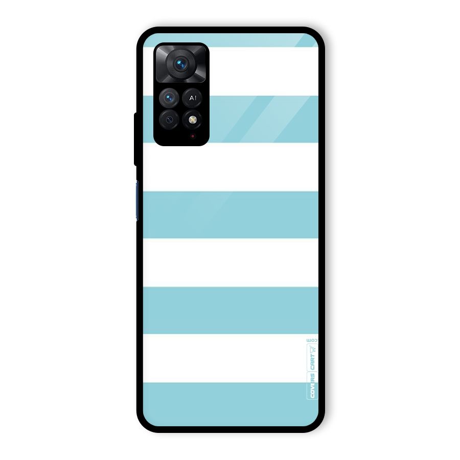 Pastel Blue White Stripes Glass Back Case for Redmi Note 11 Pro Plus 5G
