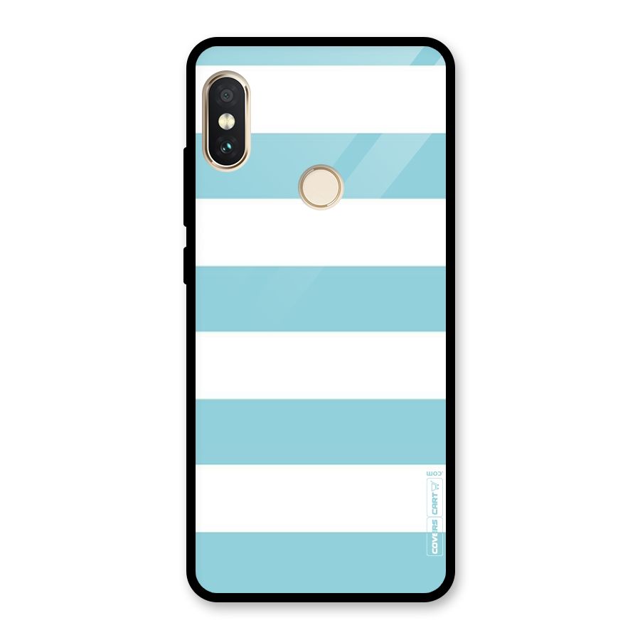 Pastel Blue White Stripes Glass Back Case for Redmi Note 5 Pro