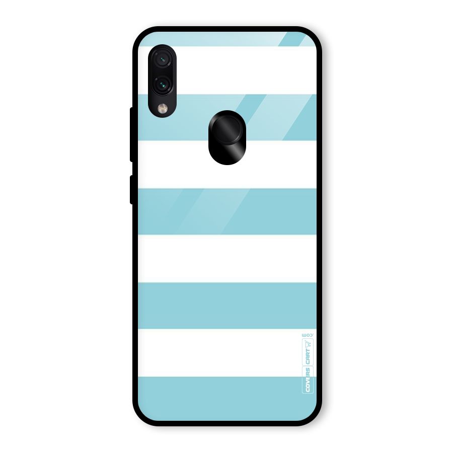 Pastel Blue White Stripes Glass Back Case for Redmi Note 7