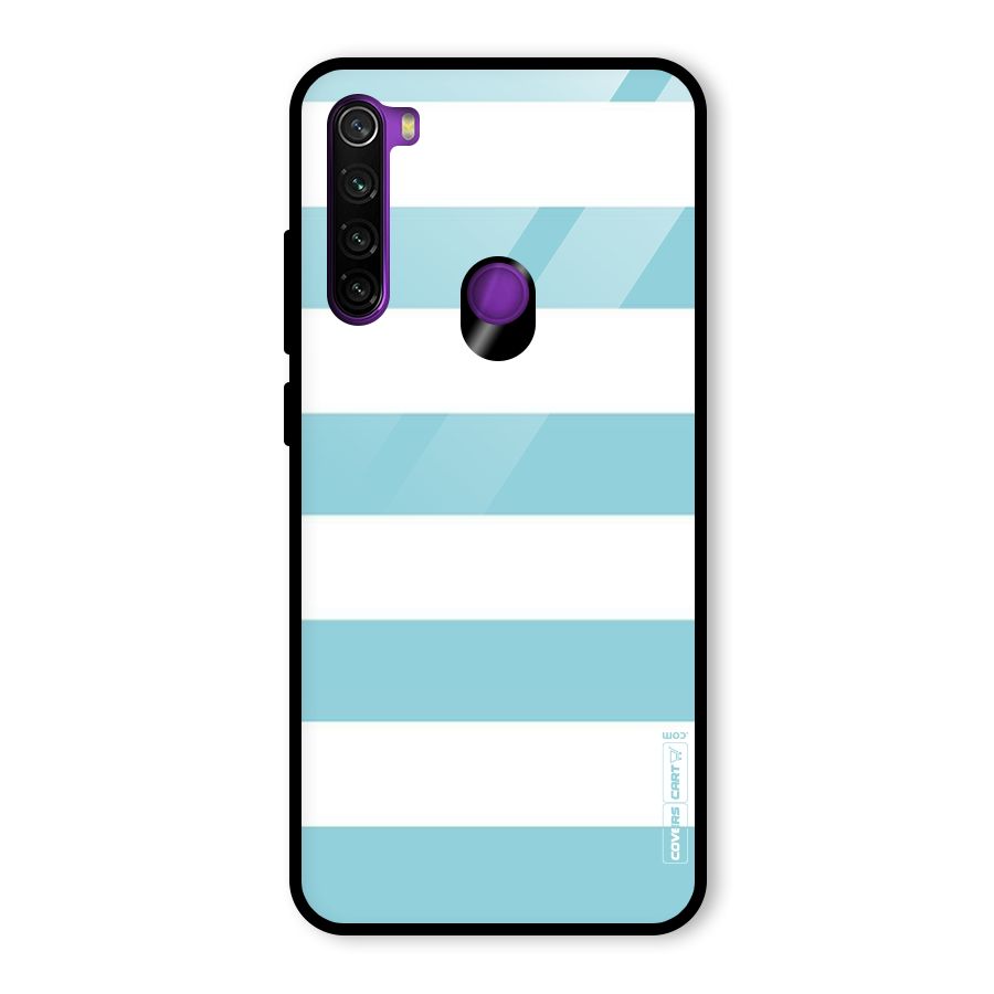 Pastel Blue White Stripes Glass Back Case for Redmi Note 8