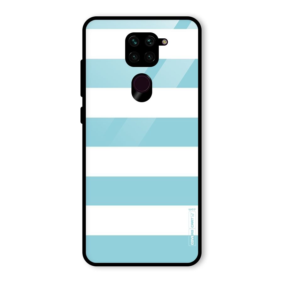Pastel Blue White Stripes Glass Back Case for Redmi Note 9