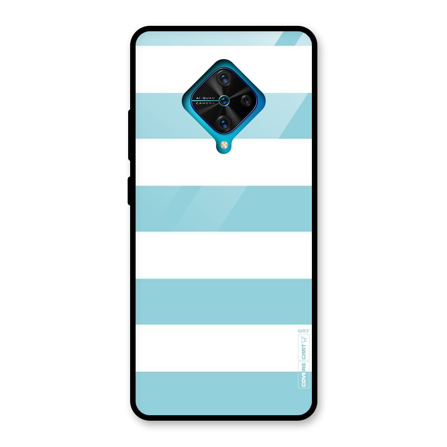 Pastel Blue White Stripes Glass Back Case for Vivo S1 Pro