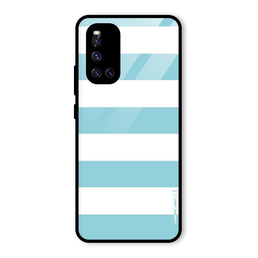 Pastel Blue White Stripes Glass Back Case for Vivo V19