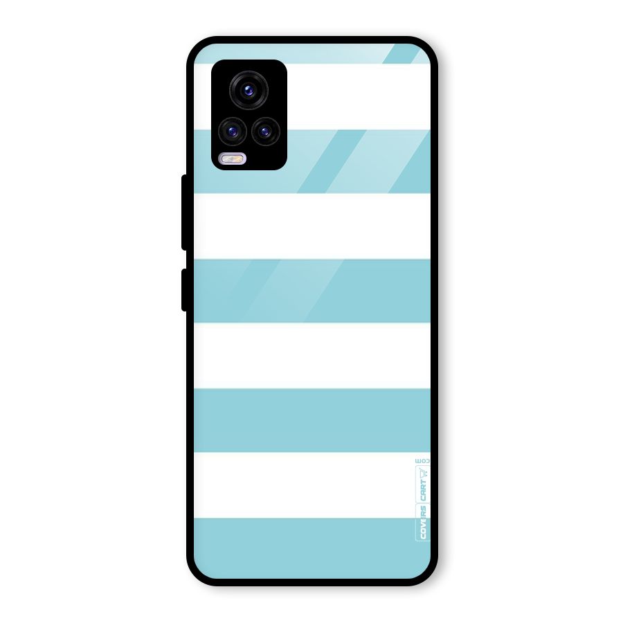 Pastel Blue White Stripes Glass Back Case for Vivo V20