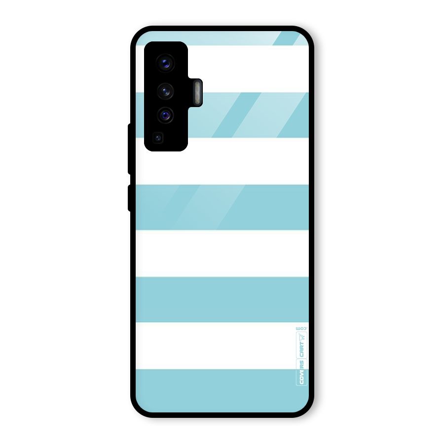 Pastel Blue White Stripes Glass Back Case for Vivo X50