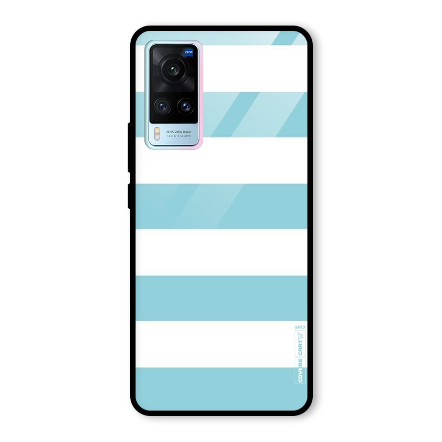 Pastel Blue White Stripes Glass Back Case for Vivo X60