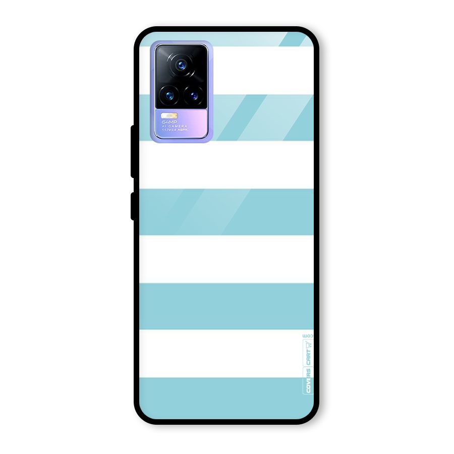 Pastel Blue White Stripes Glass Back Case for Vivo Y73