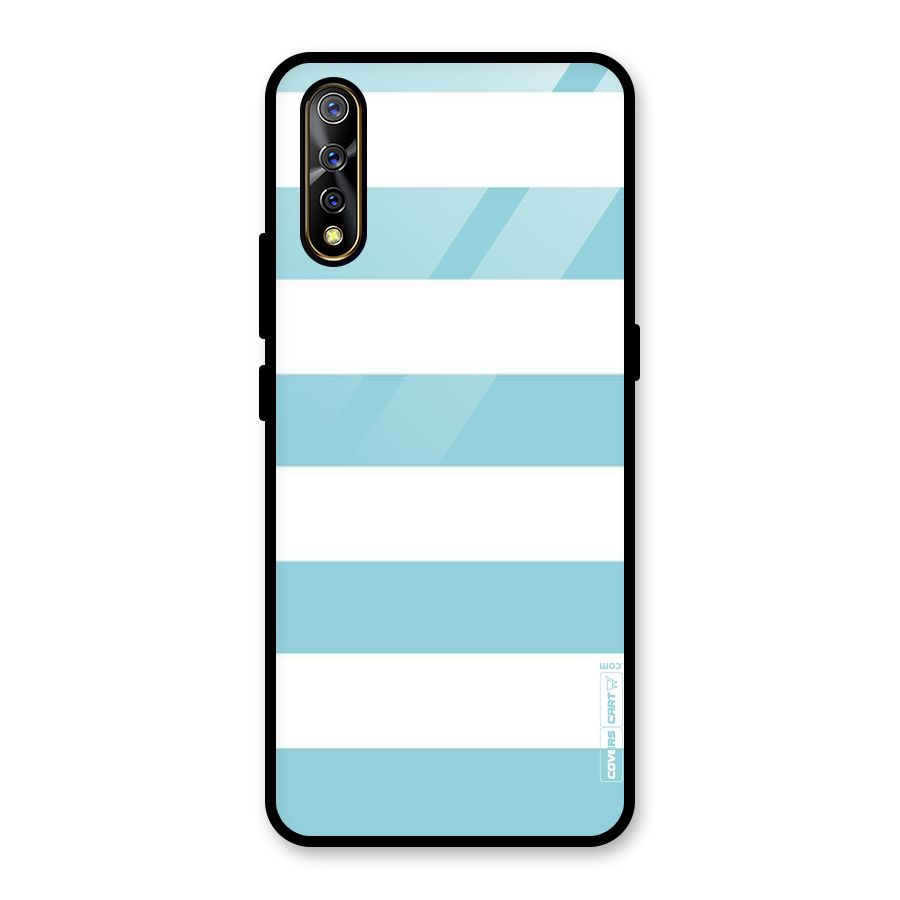 Pastel Blue White Stripes Glass Back Case for Vivo Z1x