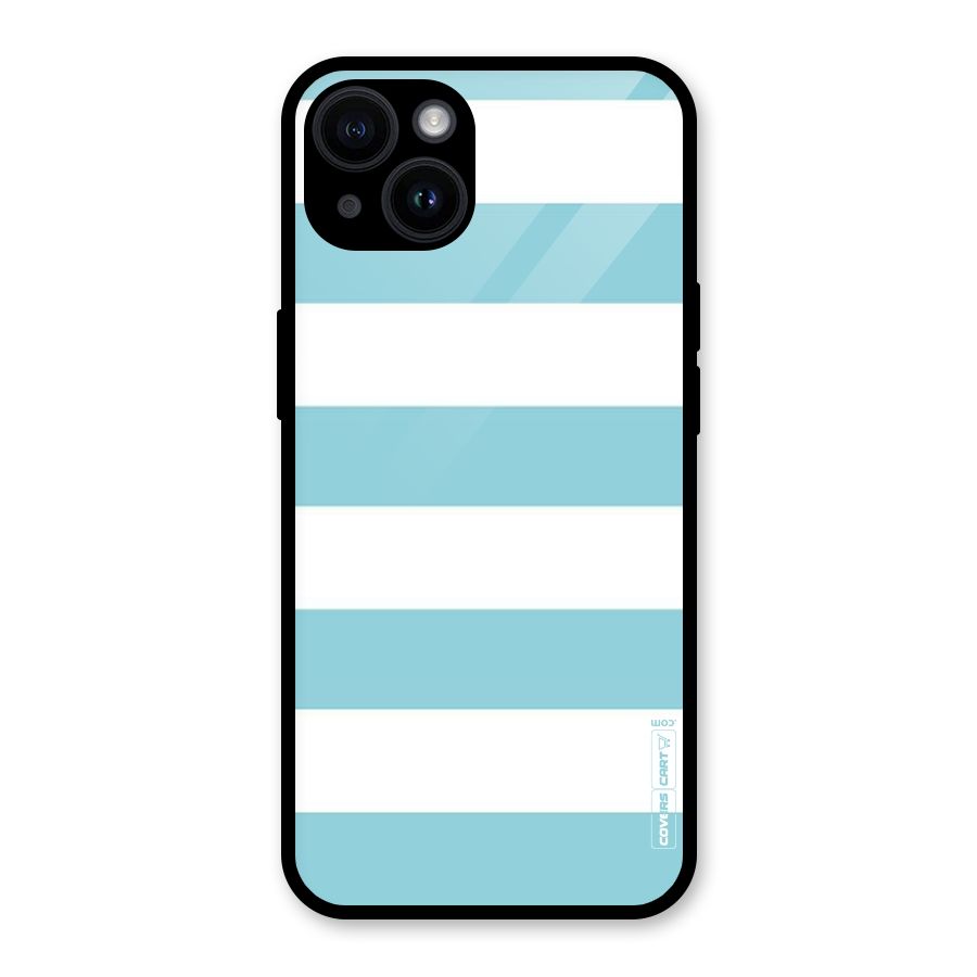 Pastel Blue White Stripes Glass Back Case for iPhone 14