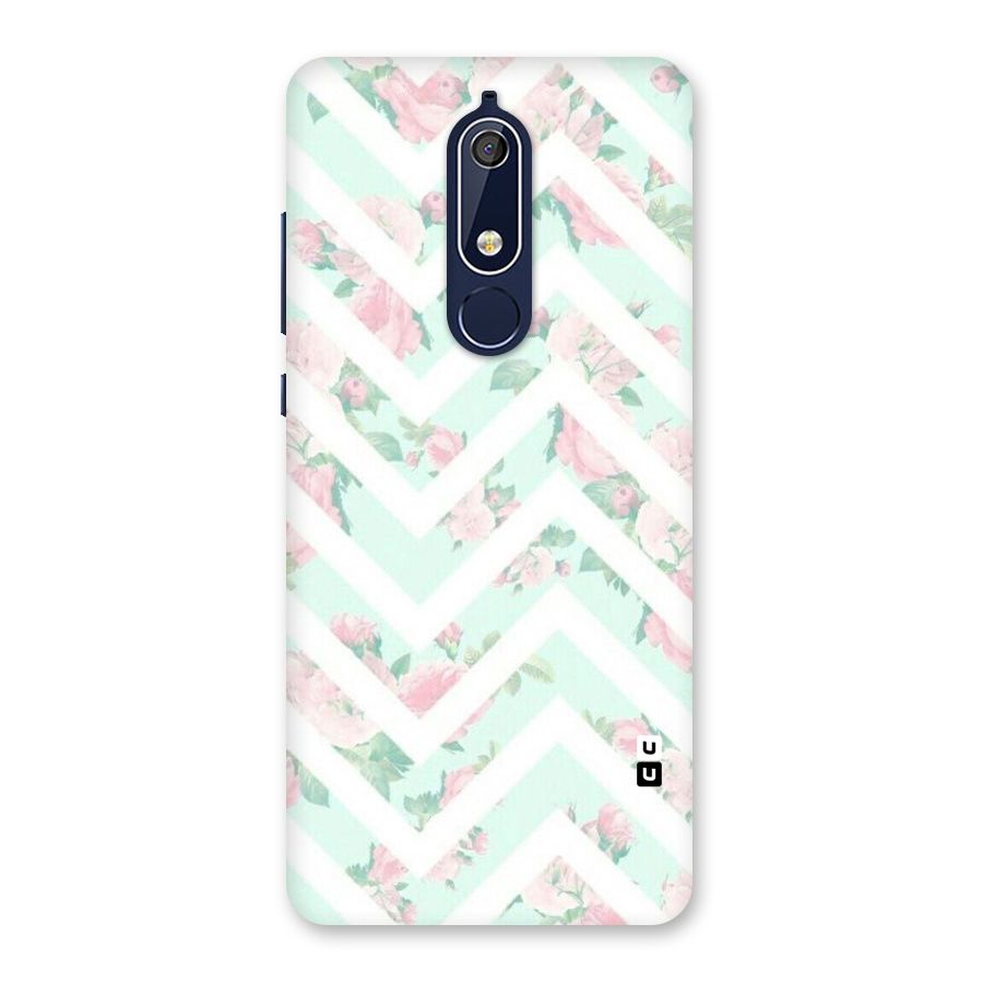 Pastel Floral Zig Zag Back Case for Nokia 5.1