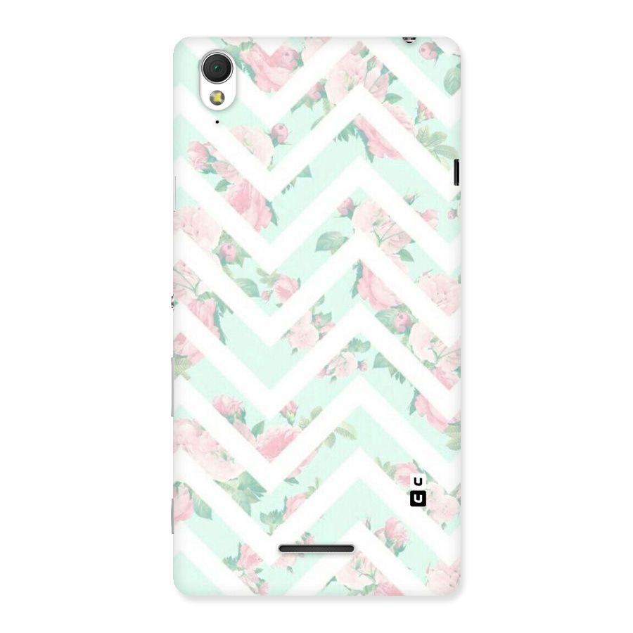Pastel Floral Zig Zag Back Case for Sony Xperia T3