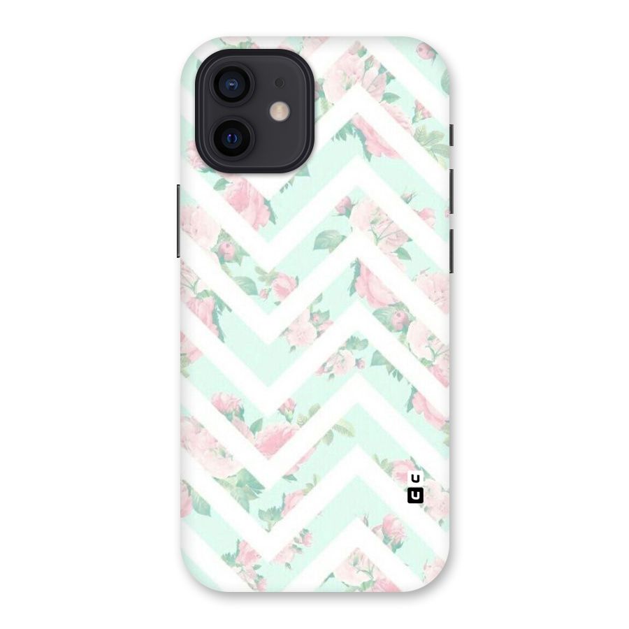 Pastel Floral Zig Zag Back Case for iPhone 12