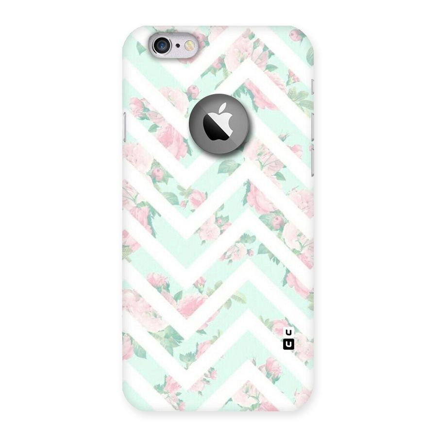 Pastel Floral Zig Zag Back Case for iPhone 6 Logo Cut