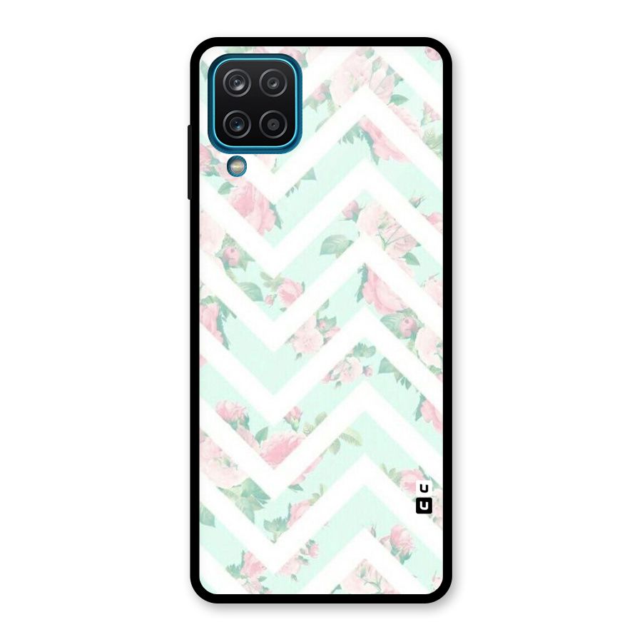 Pastel Floral Zig Zag Glass Back Case for Galaxy A12