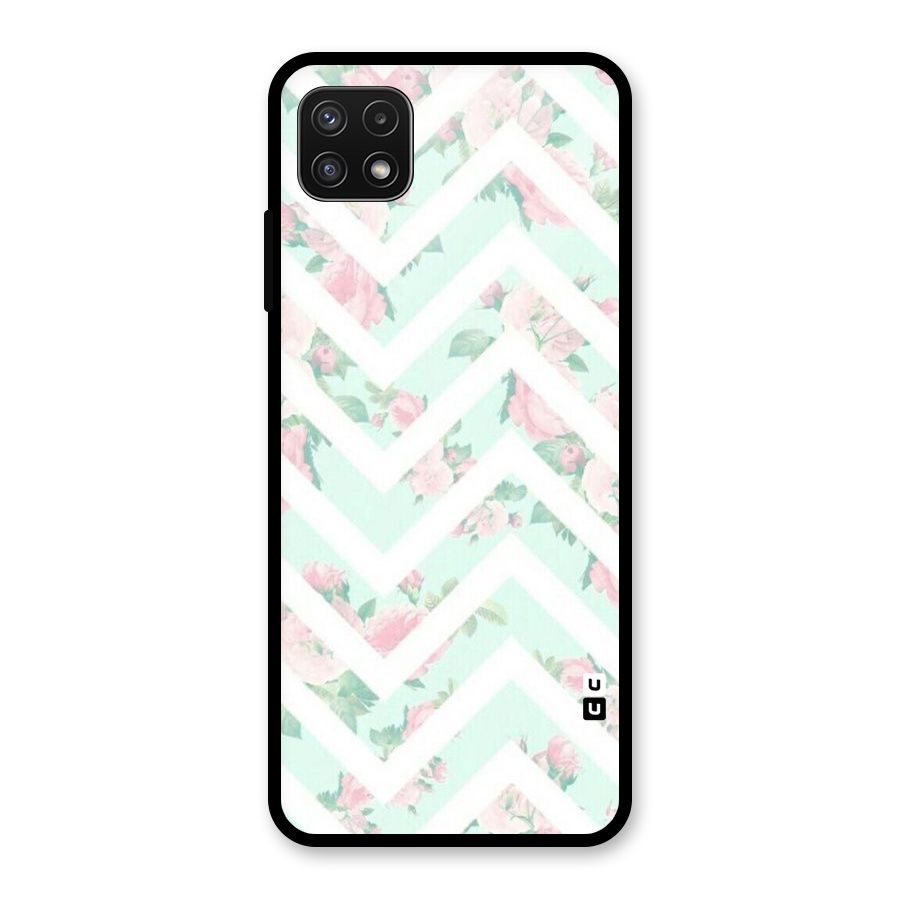 Pastel Floral Zig Zag Glass Back Case for Galaxy A22 5G